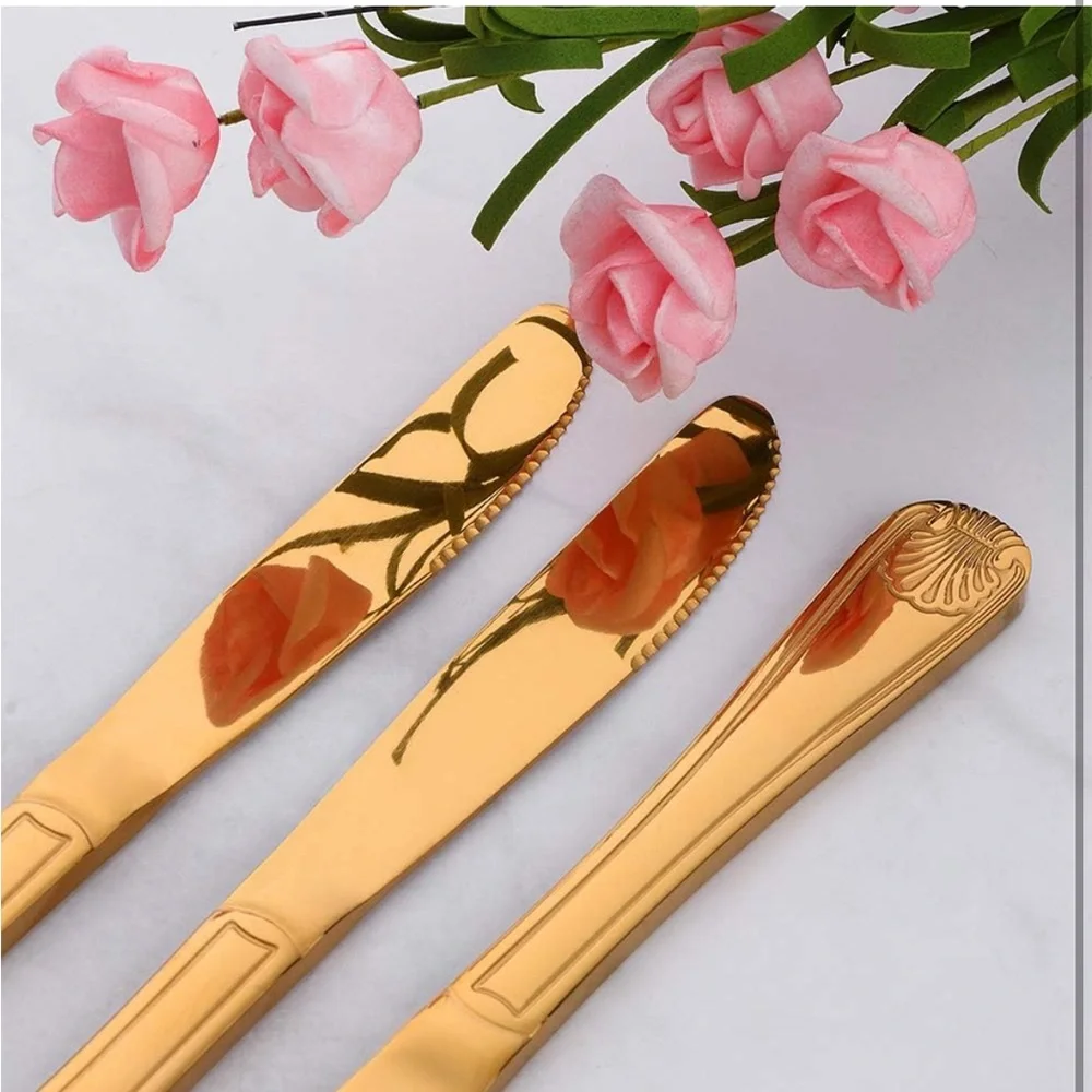 Dinner Table Knife‎ Stainless Steel Shell Pattern Flatware Set Pack of 12